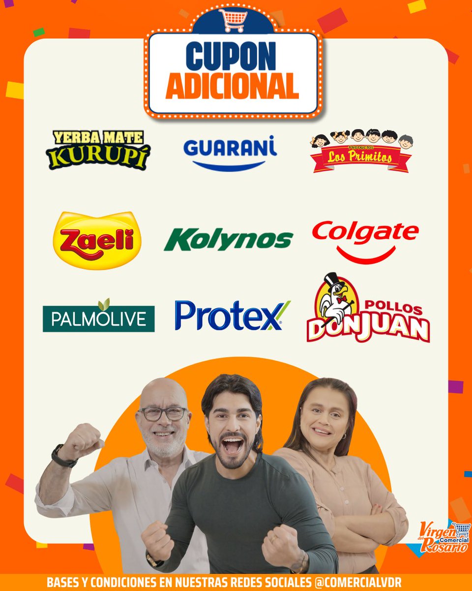 🛒✨ ¡Tus compras valen más! ✨🛒
Con estos productos seleccionados, llevás cupones adicionales para nuestras grandes promociones 🎁
¡Sumá más chances y no te quedes afuera!

📍 Solo en Comercial Virgen del Rosario
⏳ ¡Promoción por tiempo limitado!

#CuponesAdicionales #Ahorro