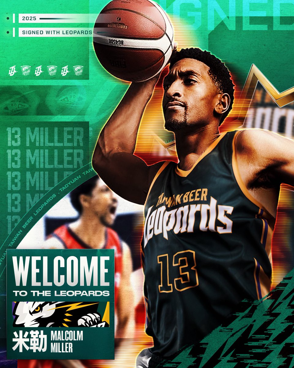 Former NBA Raptors forward Malcolm  Miller has signed with Taoyuan Leopards in Taiwan.