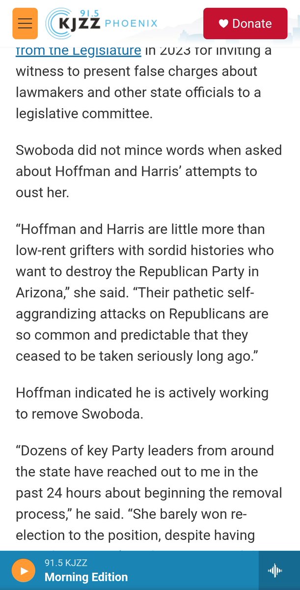 Lois Shugarr (@shugarrlois) on Twitter photo <a href="/AZGOP/">Republican Party of Arizona</a> Gina Swoboda publicly calls our National Republican Committeeman and Committeewoman "low rent grifters" with "sordid histories". How does this help Republicans, let alone Freedom Caucus candidates get elected? Is this appropriate language coming from the AZGOP Chair <a href="/AZGOP/">Republican Party of Arizona</a> Gina Swoboda publicly calls our National Republican Committeeman and Committeewoman "low rent grifters" with "sordid histories". How does this help Republicans, let alone Freedom Caucus candidates get elected? Is this appropriate language coming from the AZGOP Chair
