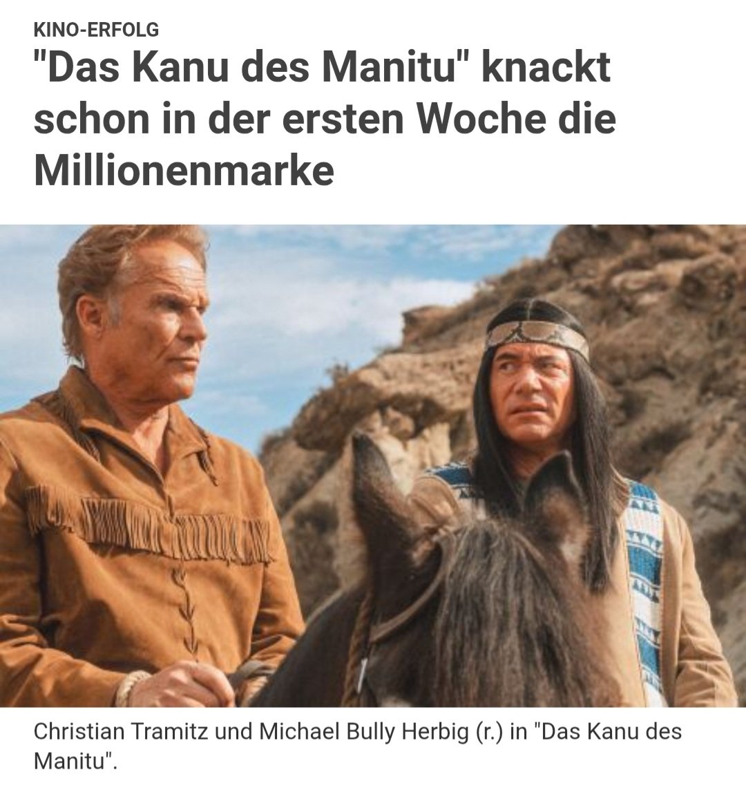 Das Kanu des Manitu hat in einer Woche fast 1,1 Mio Zuschauer.