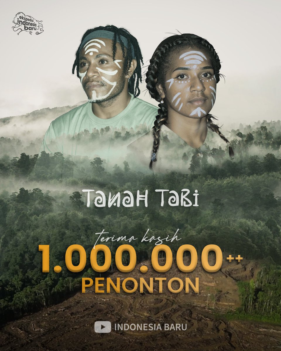 "Tanah Tabi" telah tembus 1 juta views! 
Terima kasih kepada para penonton yang setia mengikuti! 

Mari sama-sama jaga hutan, karena hutan adalah Mama 🔥🌳.