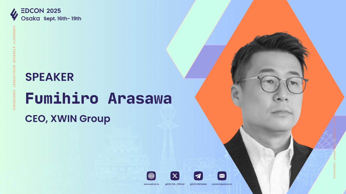 EDCON (@edcon_official) on Twitter photo 📢 New speaker drop for #EDCON2025 Osaka! Welcome <a href="/FumihiroArasawa/">荒澤文寛 | 学びつづけよう | エックスウィングループ代表</a>, CEO of <a href="/xwinfinance/">XWIN GROUP【XWIN.Finance |XWIN.Capital |XWIN Japan】</a>
He is going to share insights on DeFi and Stablecoins in Japan: Bridging Innovation, Regulation, and Adoption
One of the hottest topics in Japan right now.
Can you afford to miss it? 📢 New speaker drop for #EDCON2025 Osaka! Welcome <a href="/FumihiroArasawa/">荒澤文寛 | 学びつづけよう | エックスウィングループ代表</a>, CEO of <a href="/xwinfinance/">XWIN GROUP【XWIN.Finance |XWIN.Capital |XWIN Japan】</a>
He is going to share insights on DeFi and Stablecoins in Japan: Bridging Innovation, Regulation, and Adoption
One of the hottest topics in Japan right now.
Can you afford to miss it?