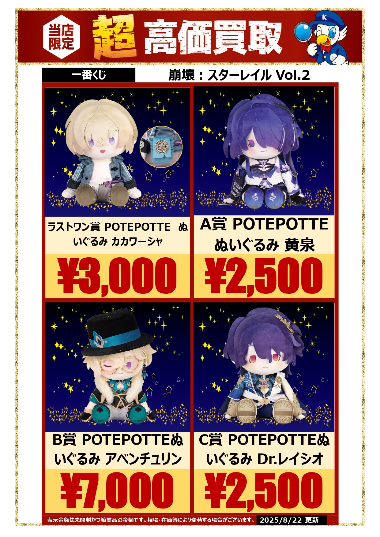 崩壊スターレイル　一番くじ　C賞Dr.レイシオラストワン　カカワーシャぬいぐるみ 一番くじ崩壊スターレイル ラストワン賞 カカワーシャ