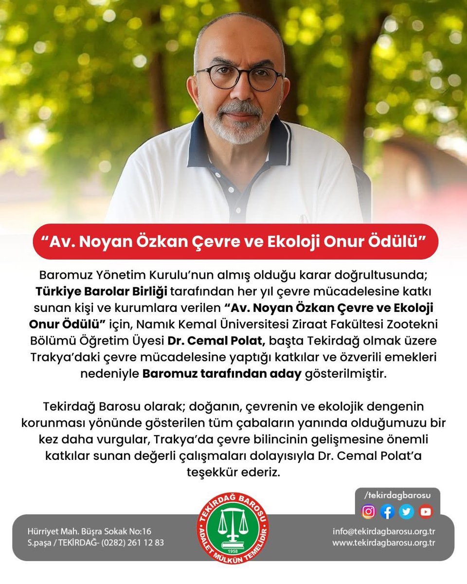 Çok doğru bir karar. Ankara’da Candan Karakuş Tezcan ne ise, Tekirdağ’da ve Trakya’da Cemal Polat odur. Yaşadığımız coğrafyadaki mücadelesine yakından şahidim. Umarım ödül sizin olur.