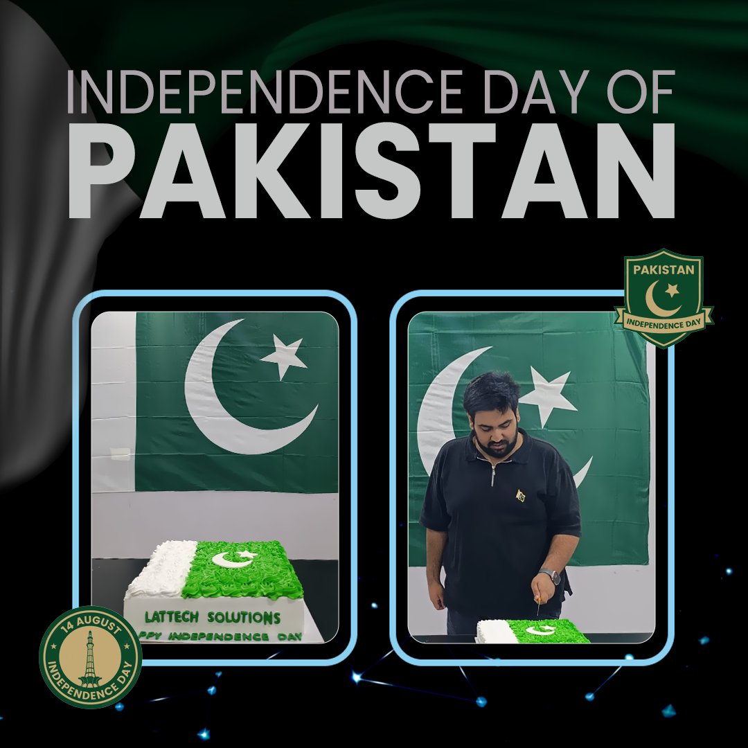 LattechS's tweet image. 💚 Jazba, smiles &amp;amp; cake 🎂
Lattech celebrated #14August with unity &amp;amp; innovation 🚀
#PakistanZindabad 
#14August 
#Innovation
#LattechSolutions