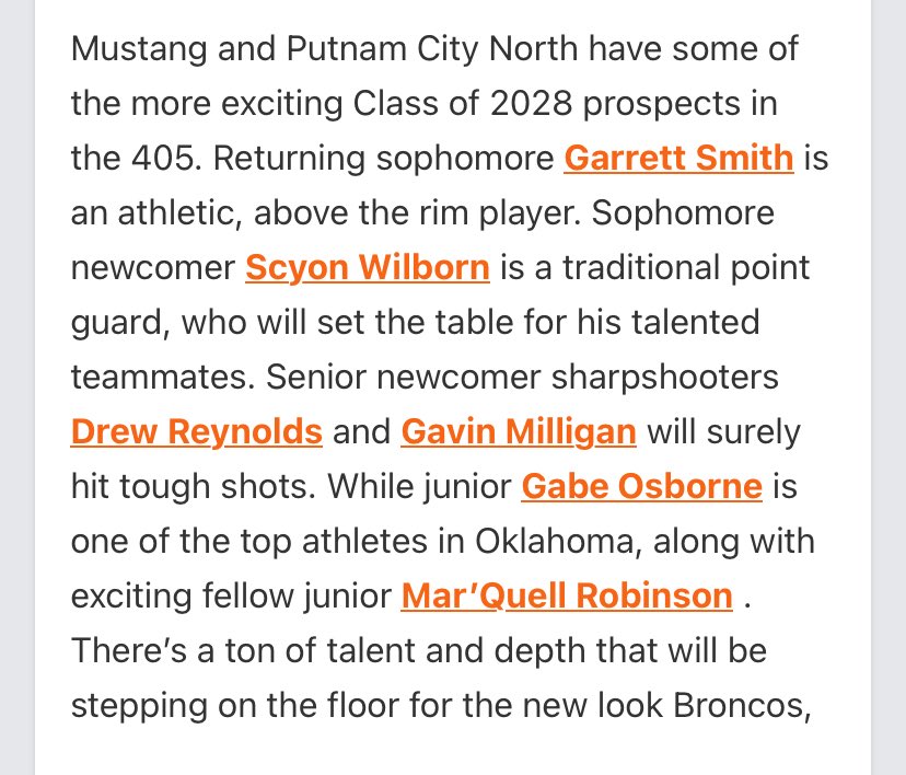 Mar’Quell Robinson (@quell_robinson) on Twitter photo Thank you <a href="/PrepHoopsOK/">Prep Hoops Oklahoma</a>
our 2028’s <a href="/scyon_wilborn2/">Scyon Wilborn</a> , <a href="/Garrett_Smith28/">Garrett Smith</a> and <a href="/_DStevensonJr/">De ‘Von Stevenson Jr</a> will be key pieces and play big roles.
Alongside my guys <a href="/thedrewreyn1/">Drew Reynolds</a> , <a href="/gavinm_illigan/">Gavin Milligan</a> <a href="/Osbornegabe5/">Gabriel Osborne Jr</a>
I strongly believe we got what it take.
<a href="/Mustangbball_/">Mustang Boys Basketball</a> Thank you <a href="/PrepHoopsOK/">Prep Hoops Oklahoma</a>
our 2028’s <a href="/scyon_wilborn2/">Scyon Wilborn</a> , <a href="/Garrett_Smith28/">Garrett Smith</a> and <a href="/_DStevensonJr/">De ‘Von Stevenson Jr</a> will be key pieces and play big roles.
Alongside my guys <a href="/thedrewreyn1/">Drew Reynolds</a> , <a href="/gavinm_illigan/">Gavin Milligan</a> <a href="/Osbornegabe5/">Gabriel Osborne Jr</a>
I strongly believe we got what it take.
<a href="/Mustangbball_/">Mustang Boys Basketball</a>