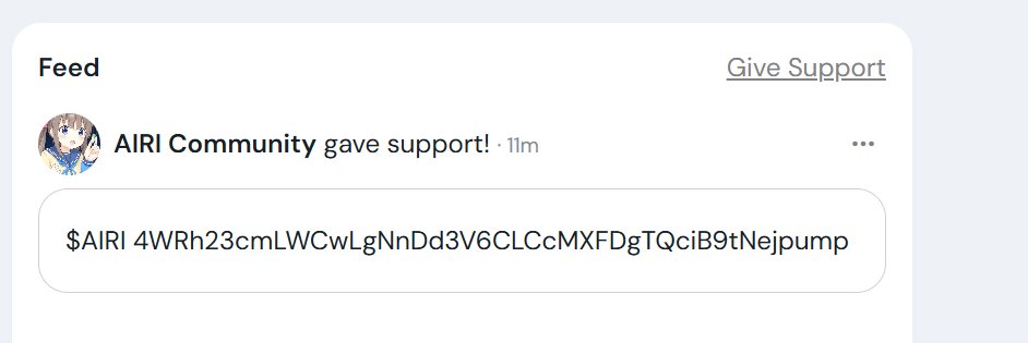 FrankFish0813 (@fish081320792) on Twitter photo We just completed a 2000u donation on ko-fi.com/proj_airi in the name of the community! <a href="/ayakaneko/">Neko · 絢香猫 ayakaneko@mas.to</a>
Next, we will continue to raise funds (1% of the total $AIRI supply) and apply for a CTO fee for the author.
We will update the progress soon. We just completed a 2000u donation on ko-fi.com/proj_airi in the name of the community! <a href="/ayakaneko/">Neko · 絢香猫 ayakaneko@mas.to</a>
Next, we will continue to raise funds (1% of the total $AIRI supply) and apply for a CTO fee for the author.
We will update the progress soon.