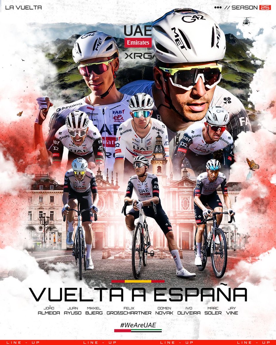 Vuelta a España 25🇪🇸 - Clasificación equipos:

⭐⭐⭐⭐ UAE Team Emirates 
⭐⭐⭐ Visma | Lease a Bike, Bahrain Victorious
⭐⭐ Movistar Team, XDS Astana, Red Bull - BORA - hansgrohe
⭐ Soudal Quick-Step, Team Jayco AlUla, INEOS Grenadiers, Decathlon-AG2R

#LaVuelta25