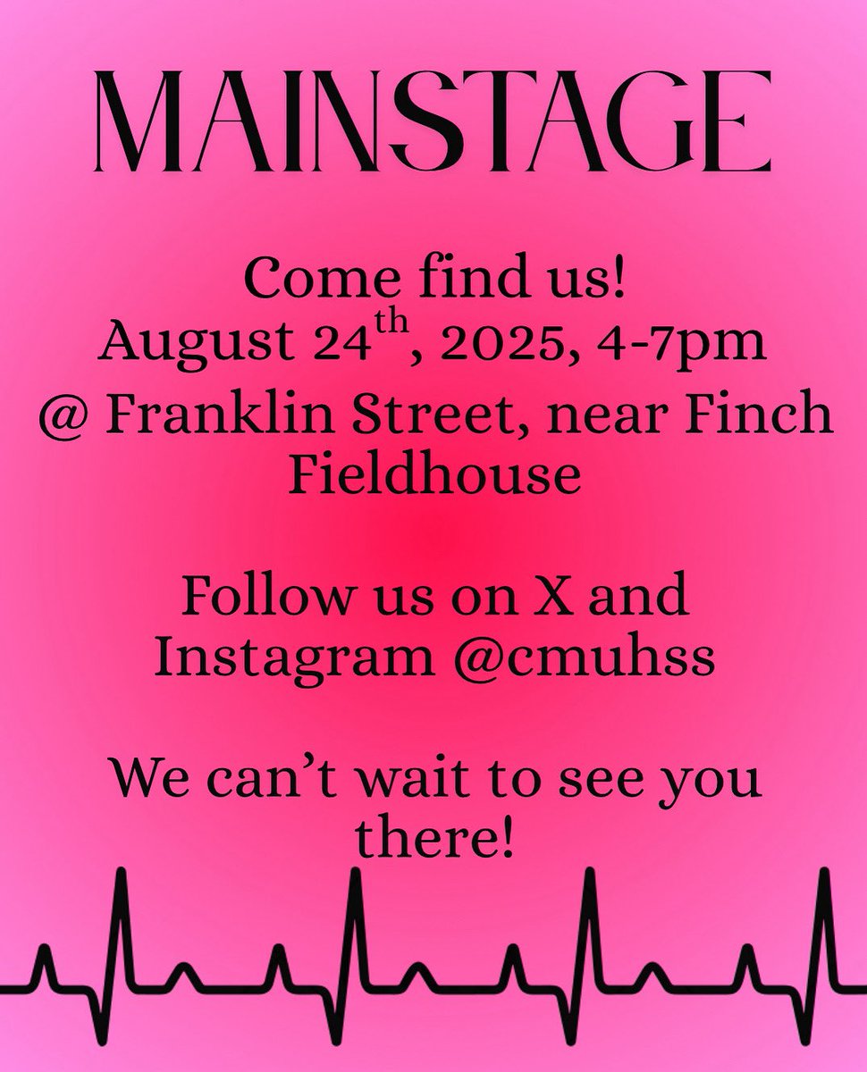 cmuhhss's tweet photo. We hope everyone had a fantastic summer! Come find our table at Mainstage this Sunday from 4-7pm! Hope to see you there☀️🩺 https://t.co/YWvsdrTxvu