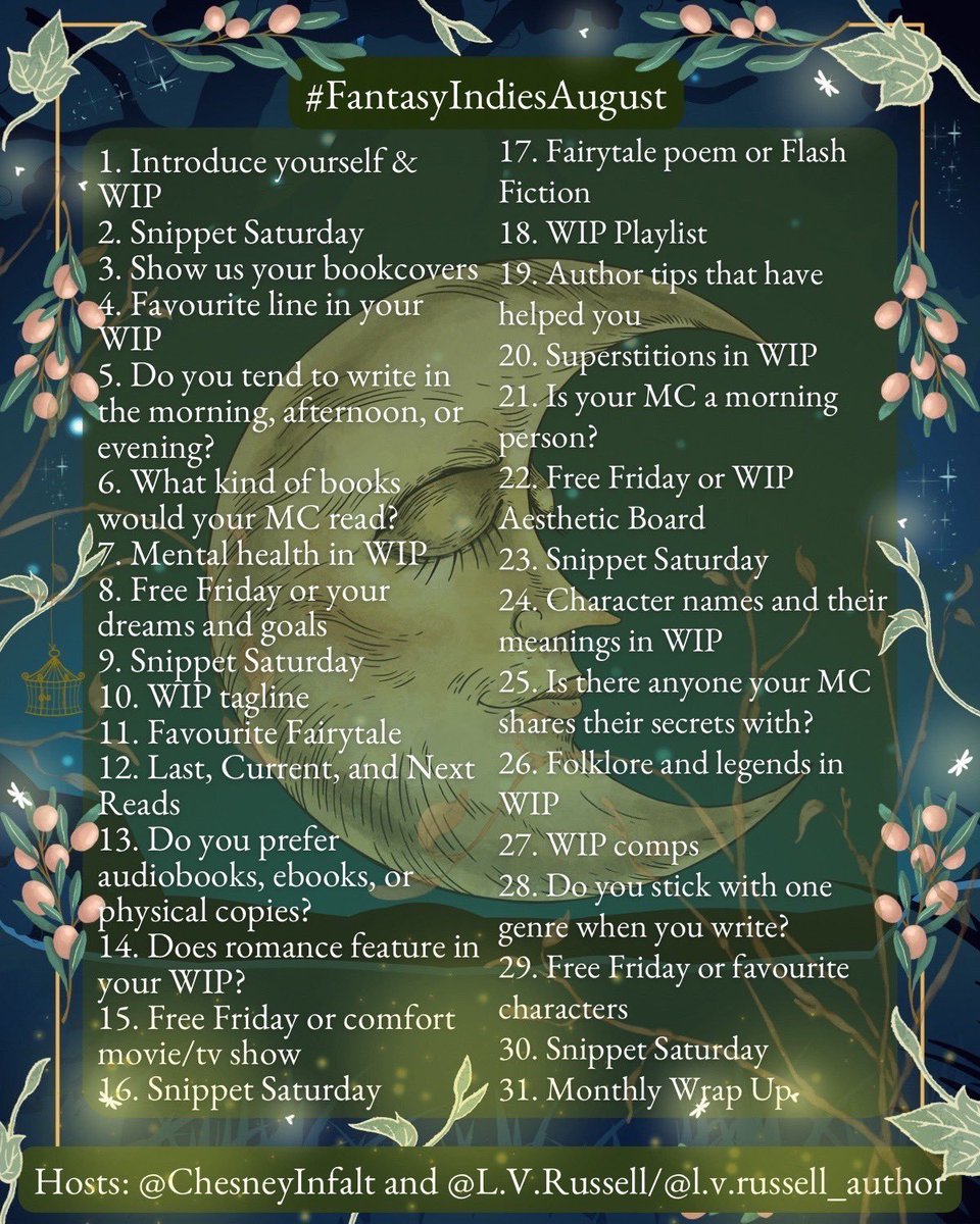 Dharam Nahal (@dharamnahal) on Twitter photo #FantasyIndiesAugust <a href="/ChesneyInfalt/">Chesney Infalt</a> <a href="/LydiaVRussell/">Lydia V Russell</a>
Day 22 - Free Friday
Another solid week of progress so far:
- Posting on two different platforms consistently now.
- Work on the next chapter of YEAR ZERO is going great
- Training is going good
- Organised notes for new idea #FantasyIndiesAugust <a href="/ChesneyInfalt/">Chesney Infalt</a> <a href="/LydiaVRussell/">Lydia V Russell</a>
Day 22 - Free Friday
Another solid week of progress so far:
- Posting on two different platforms consistently now.
- Work on the next chapter of YEAR ZERO is going great
- Training is going good
- Organised notes for new idea
