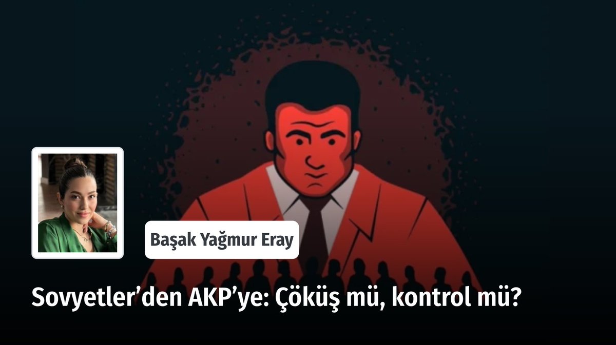 Yeni Arayış (@yeniarayiscom) on Twitter photo ❝ Kendi dışında herkesi reddeden iktidarların çöküşü kaçınılmaz olmasa bile, yüksek ihtimaldir. ❞
Sovyetler’den AKP’ye: Çöküş mü, kontrol mü?
✍️ Başak Yağmur Eray (<a href="/basakyagmureray/">Basak Eray</a>) yazdı.
Okumak için ➡️ yeniarayis.com/yazi/sovyetler… ❝ Kendi dışında herkesi reddeden iktidarların çöküşü kaçınılmaz olmasa bile, yüksek ihtimaldir. ❞
Sovyetler’den AKP’ye: Çöküş mü, kontrol mü?
✍️ Başak Yağmur Eray (<a href="/basakyagmureray/">Basak Eray</a>) yazdı.
Okumak için ➡️ yeniarayis.com/yazi/sovyetler…