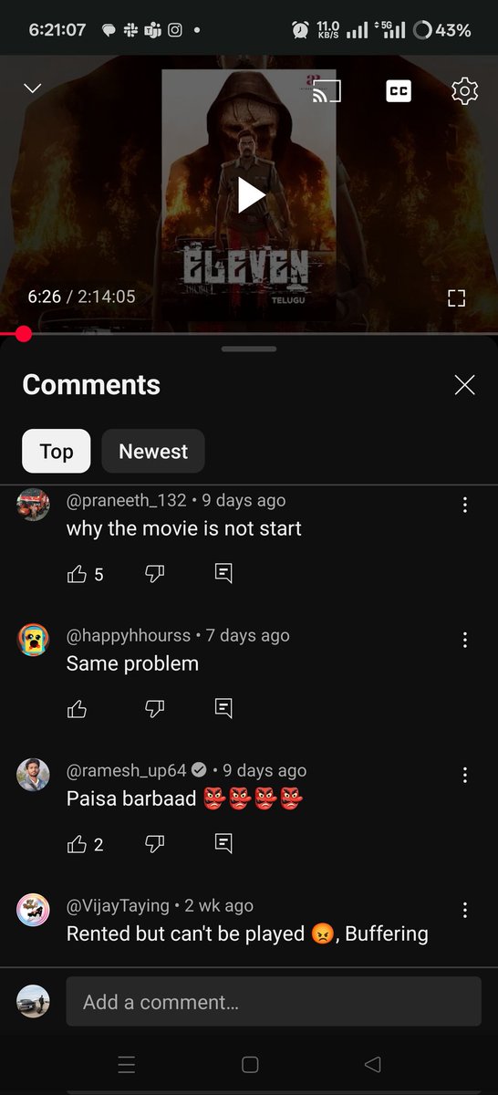 AzharMohd07's tweet photo. @Google @YouTubeIndia @YouTube Case ID 5-9454000038693
I was on chat and the agent was so rude he disconnected the chat as soon as I moved away for 2 mins. issue is not fixed everyone is facing the issue, instead of fixing the issue or giving refund I was told to give app feedba https://t.co/0v1EOT8MPt