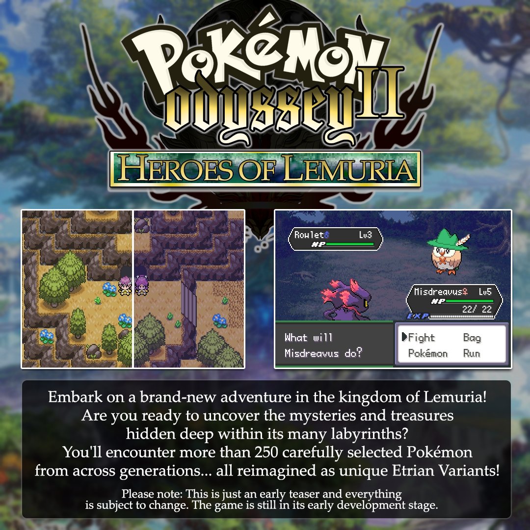 Paco_Scarso's tweet image. We’re excited to officially announce that development on Pokémon Odyssey 2: Heroes of Lemuria has started! 

Here are some early preview images showcasing what you can expect in the upcoming sequel!