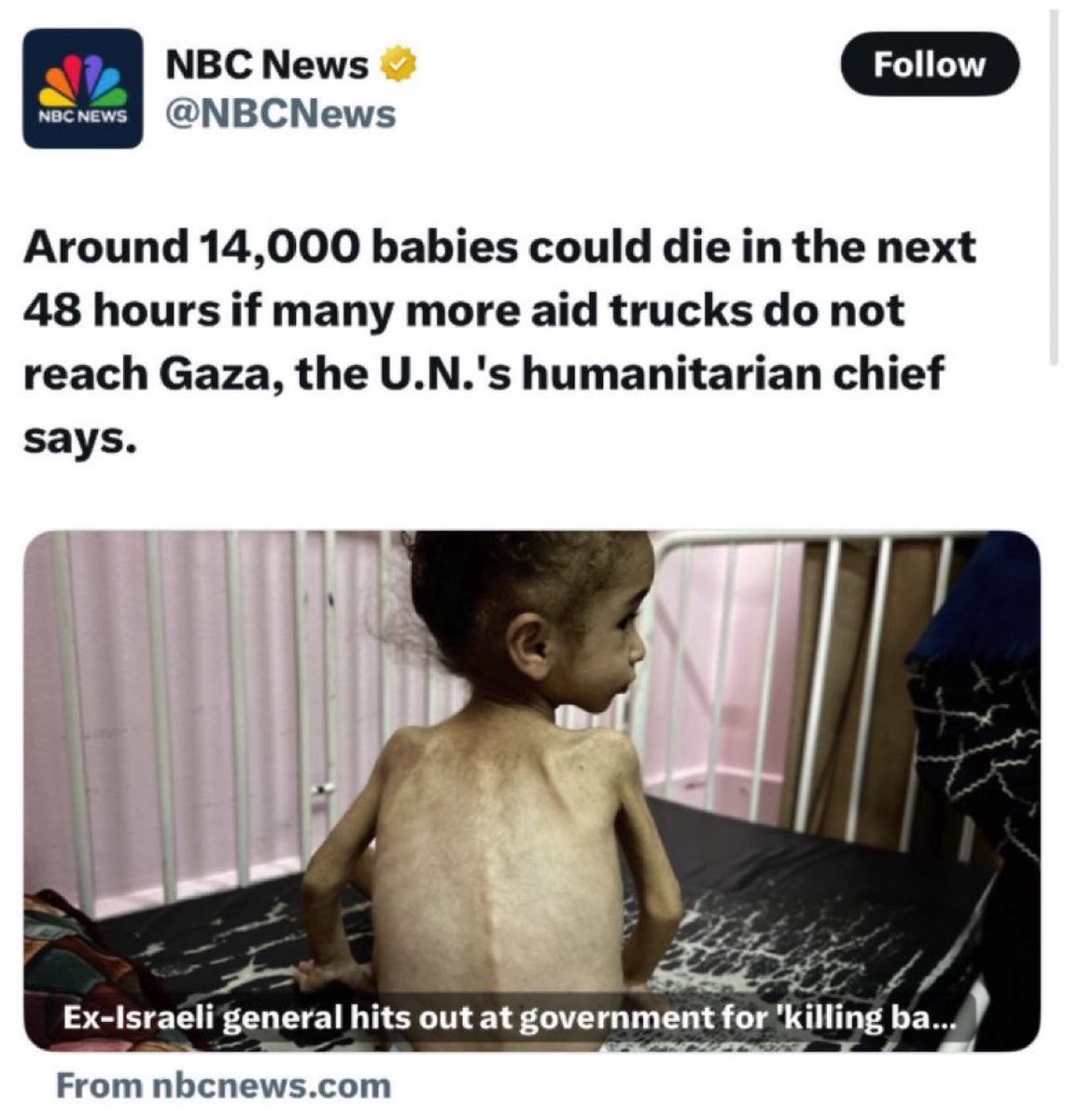 Two months ago, the media reported that 14,000 babies would die in Gaza in the next 48 hours.

They used a photo of a Yemeni child.

The media's lying isn't an accident; it's intentional.