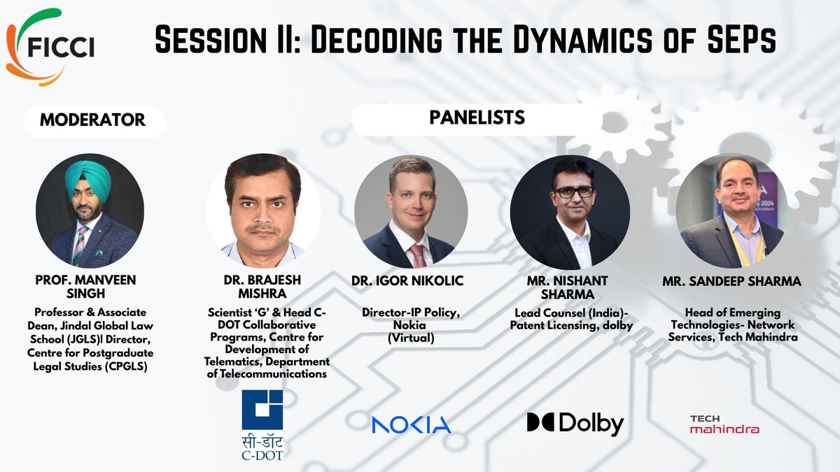 FicciIp's tweet image. Session will delve into the procedures involved in standardization before Standard Setting Organisations (SSOs) and examine the overall dynamics of the SEP ecosystem.
#StandardEssentialPatents #SEPDevelopment #PatentLaw #IntellectualProperty #InnovationEcosystem #GlobalStandards