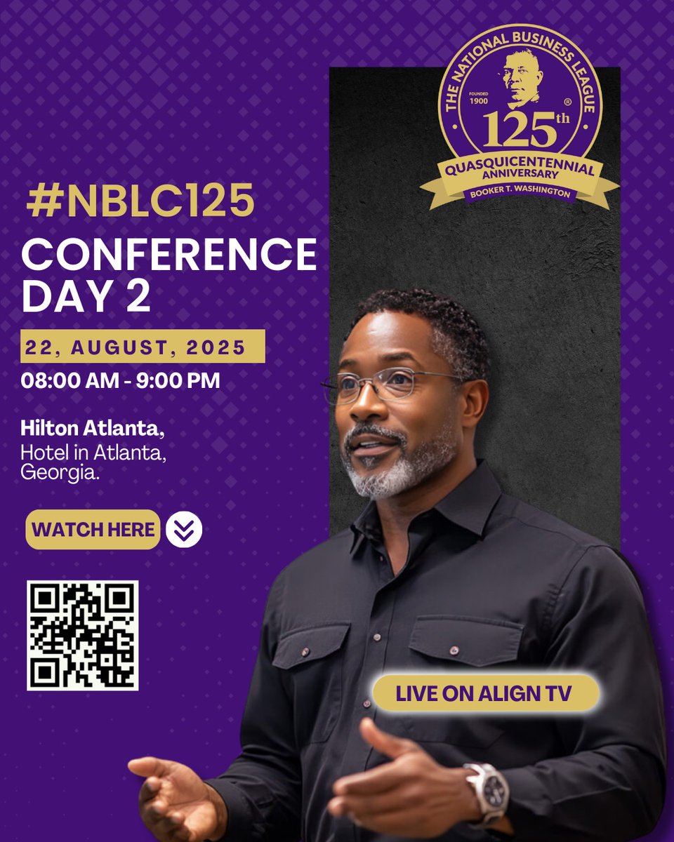 GOOD MORNING! ☀️ Day 2 of the #NBLC125 Conference is LIVE!

The sessions are powerful, and the network is strong. Don't miss a moment.

📺 WATCH LIVE: onelink.to/gnpfsw
🔗 Info &amp; Updates: nationalbusinessleague.org