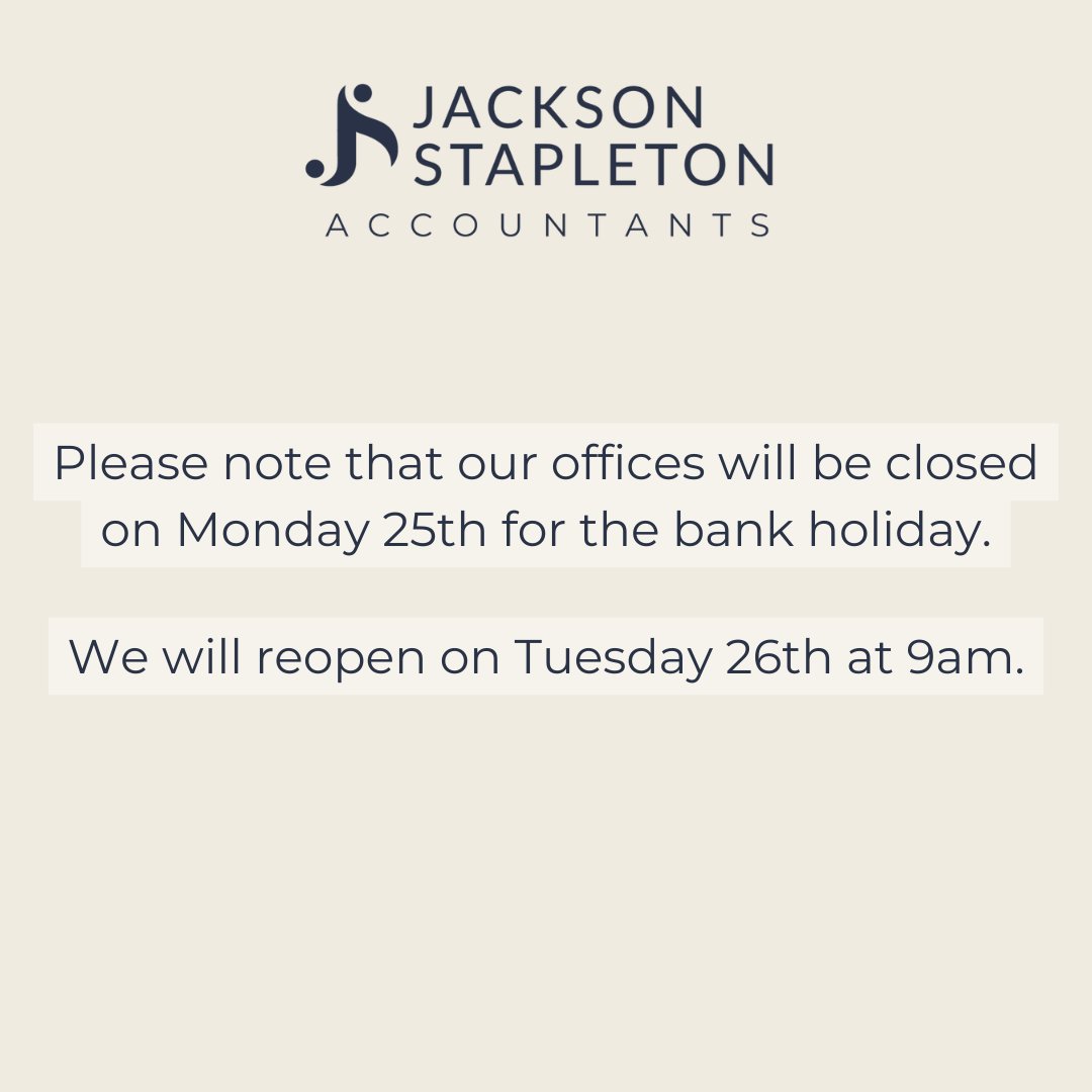 Please note that our offices will be closed on Monday 25th for the bank holiday.

We will reopen on Tuesday 26th at 9am.

Have a great weekend.