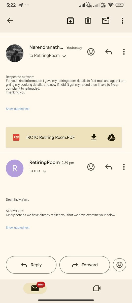 bauri38055's tweet photo. I booked irctc retiring room in Tatanagar and that day due to cancellation of train my retiring room was cancelled. Train no-18184, date-10/08/2025
I didn't get my refund. 
Please help.
@AshwiniVaishnaw
@narendramodi 
@EasternRailway 
@IRCTCofficial 
@TheLallantop 
@TheNewspinch https://t.co/c7NQZSdLRe