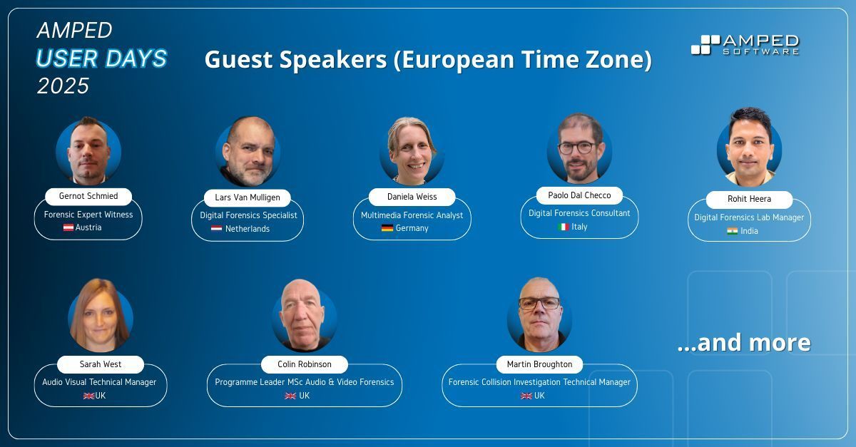 Amped User Days 2025 are streaming live from Sep 9-11! After EU sessions, join unscripted virtual roundtables hosted by Martino Jerian with forensics experts. Discuss real challenges like poor-quality footage. Bring your questions! Register now! buff.ly/uft36Vf