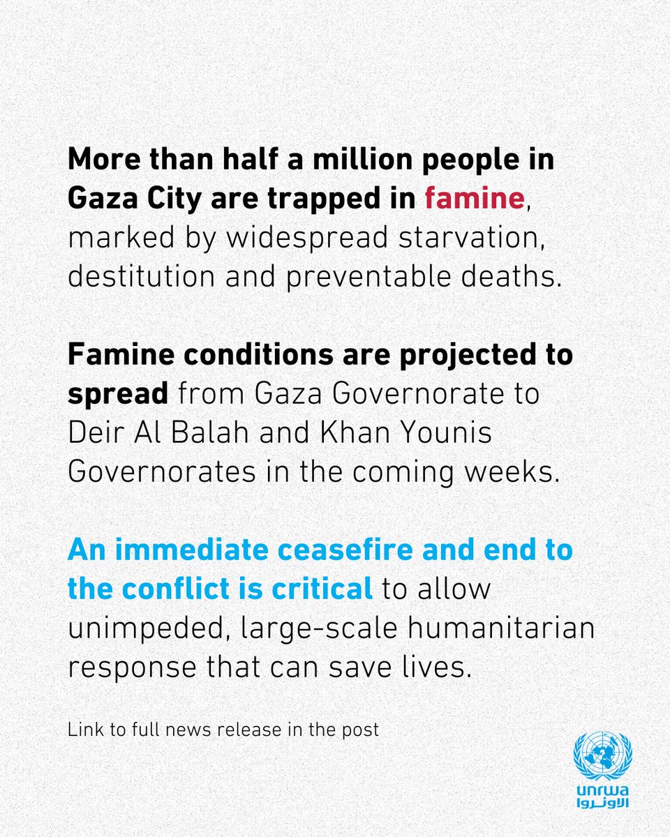 UNRWA (@unrwa) on Twitter photo “People in Gaza have exhausted every possible means of survival,” says <a href="/FAODG/">FAO Director-General QU Dongyu</a>.
<a href="/FAO/">Food and Agriculture Organization</a>, @unicef , <a href="/WFP/">World Food Programme</a> and <a href="/WHO/">World Health Organization (WHO)</a> have collectively and consistently highlighted the extreme urgency for an immediate and full-scale humanitarian response.
Full news release: unrwa.org/newsroom/news-… “People in Gaza have exhausted every possible means of survival,” says <a href="/FAODG/">FAO Director-General QU Dongyu</a>.
<a href="/FAO/">Food and Agriculture Organization</a>, @unicef , <a href="/WFP/">World Food Programme</a> and <a href="/WHO/">World Health Organization (WHO)</a> have collectively and consistently highlighted the extreme urgency for an immediate and full-scale humanitarian response.
Full news release: unrwa.org/newsroom/news-…