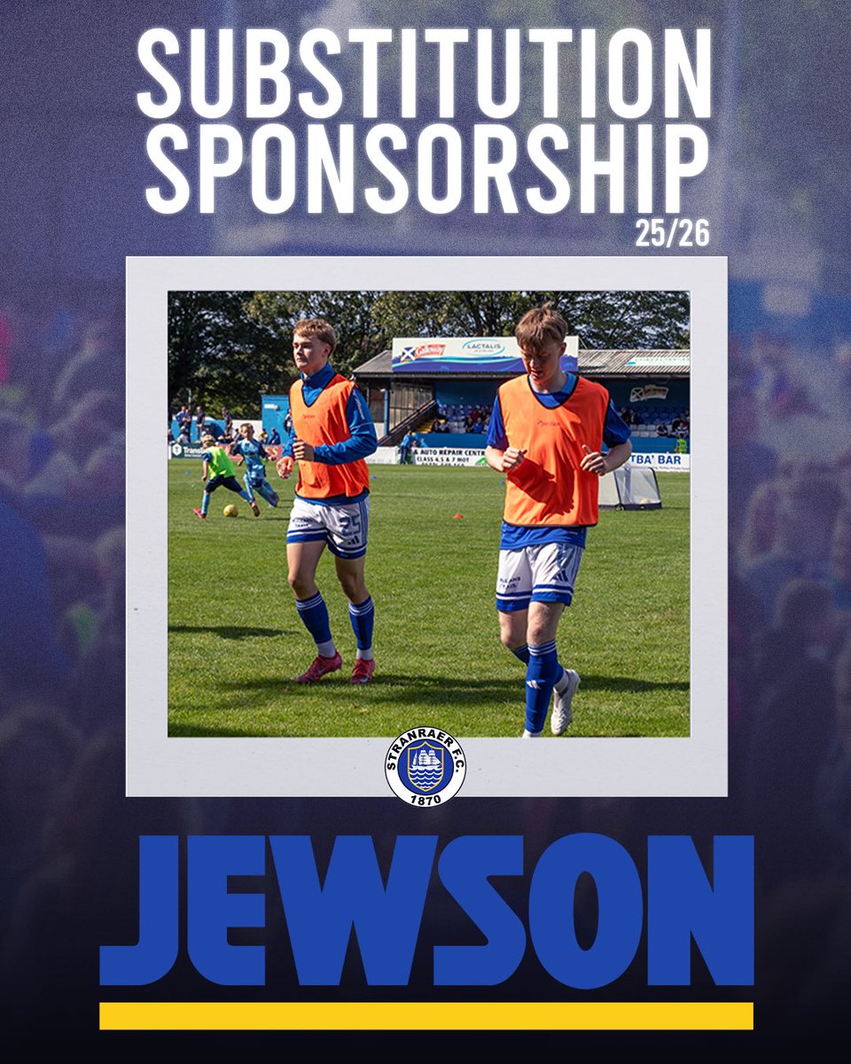 We are delighted to announce <a href="/Jewson/">Jewson</a> Stranraer as our first ever substitution sponsor ✍🏻 

Jewson Stranraer are well stocked with some of the best building supplies and materials available.

The branch are able to fulfil tool hire orders, guaranteeing reliable, high-quality