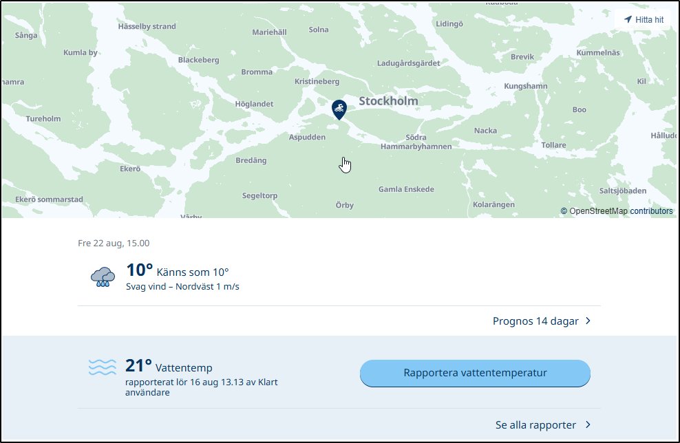 I morse var det 7 grader här i Nacka.
Men glöm inte att Mälaren är för varm för att renas.