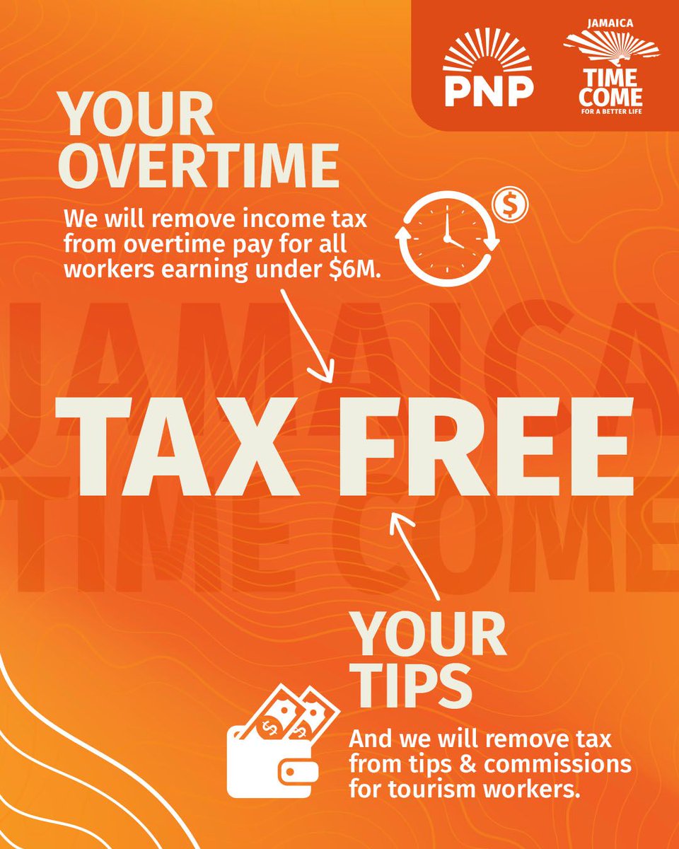 Time come for you to see what you're really working for!
More money in your pocket, better quality a life for your family

YOUR OVERTIME – No more income tax on overtime pay for workers earning under $6M.

 YOUR TIPS – No tax on tips &amp; commissions for tourism workers.