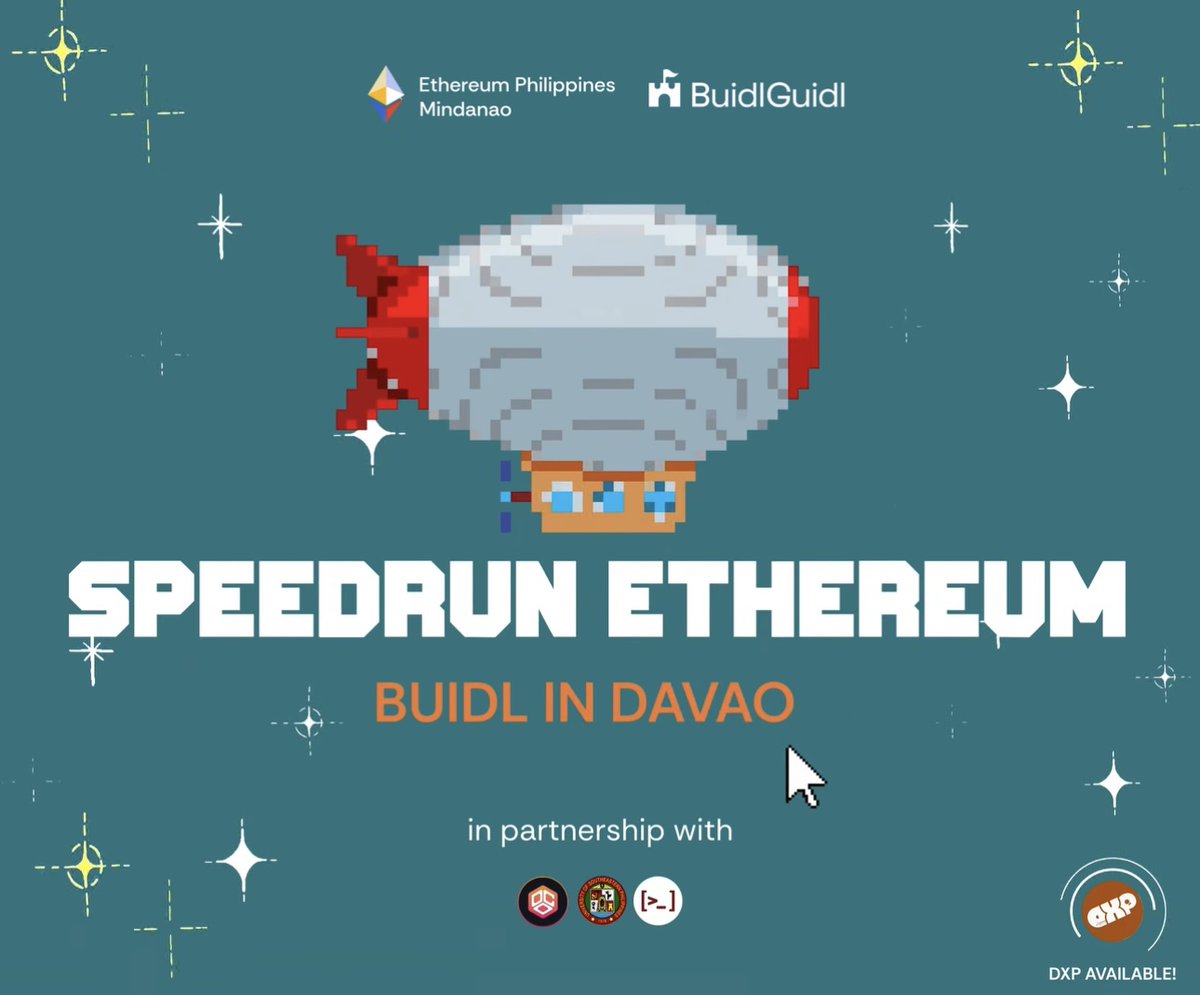zzzillo (@zzzillozero) on Twitter photo Today, I attended the Speedrun Ethereum Mindanao event, organized by DSC-USeP and <a href="/DavaoDefi/">Davao DeFi Community PH 🇵🇭</a>, in collaboration with <a href="/ethereumph/">Ethereum Philippines</a> Mindanao and <a href="/buidlguidl/">BuidlGuidl.eth</a> . It was an informative day focused on blockchain development. Today, I attended the Speedrun Ethereum Mindanao event, organized by DSC-USeP and <a href="/DavaoDefi/">Davao DeFi Community PH 🇵🇭</a>, in collaboration with <a href="/ethereumph/">Ethereum Philippines</a> Mindanao and <a href="/buidlguidl/">BuidlGuidl.eth</a> . It was an informative day focused on blockchain development.