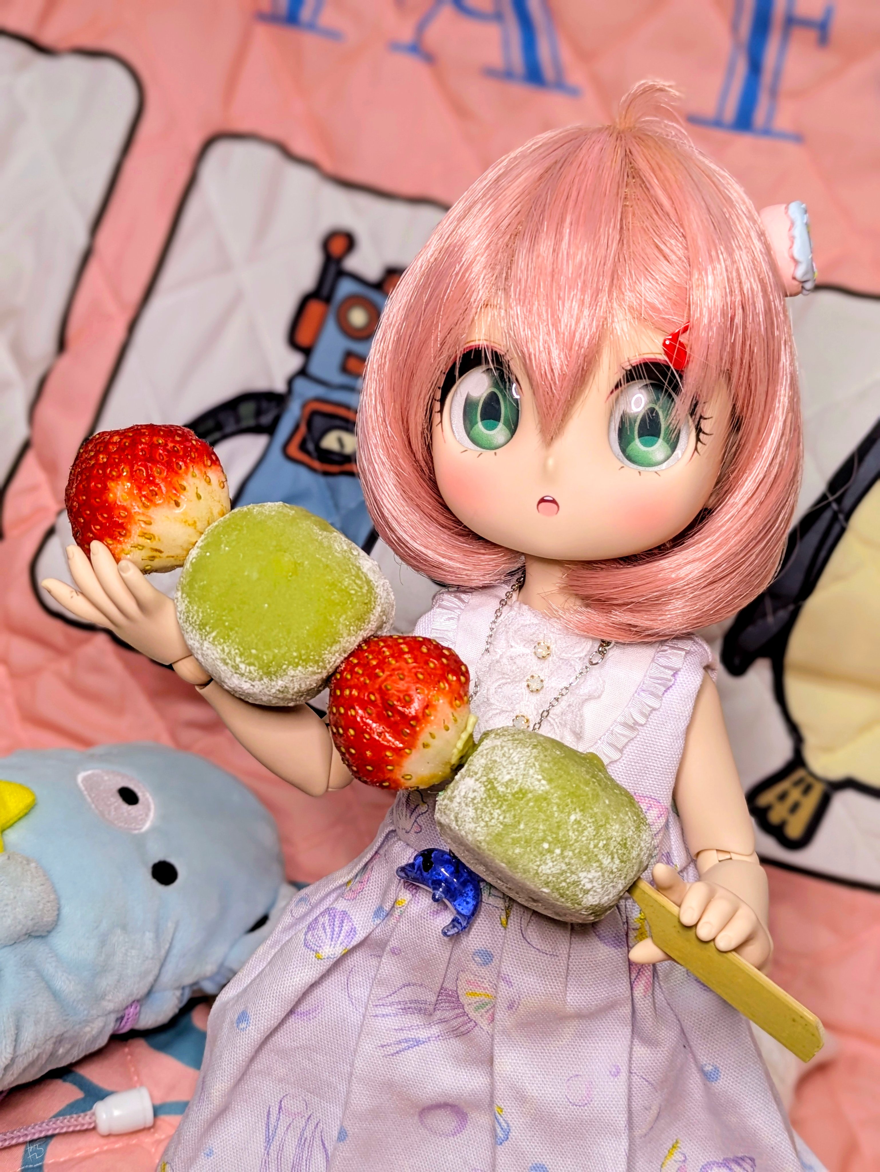 苺シュークリーム 苺大福 柏餅で鯉のぼり ☆ チョコタンダックス ♡羊毛フェルト 苺シュークリーム 苺大福 柏餅で鯉のぼり ☆ チョコタンダックス