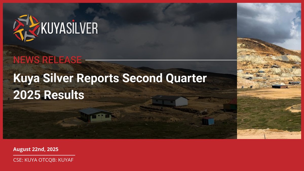 #NewsRelease | Kuya Silver Reports Second Quarter 2025 Results; Continued Progress at Bethania Silver Project with Increased Mining Output, Significant Underground Development, and Encouraging Exploration Results  

full release: bit.ly/45KdOp7 

#Silver #SilverMining