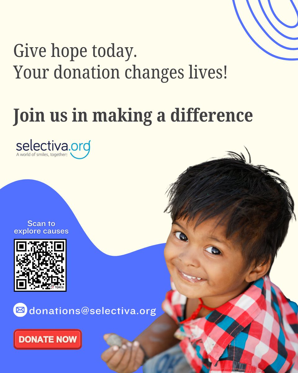SelectivaOrg's tweet photo. Your donation today can change a child’s tomorrow.
💙 Join us in making a difference. Click to explore causes: https://t.co/L6dRkgB5pW https://t.co/c7dk15Izb7