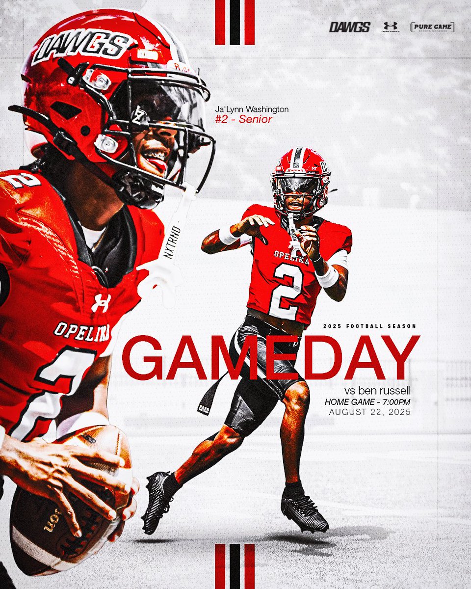 GET UP, IT’S GAMEDAY❗️

⏰7 PM 
🏟️Bulldog Stadium
🐶 vs Benjamin Russell

Wear red, be loud, see y’all there🔴⚫️

#OwnIt