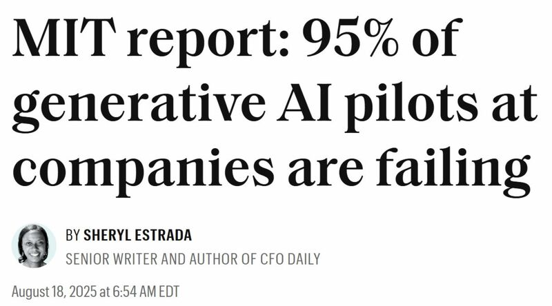 LucaZambello's tweet photo. MIT says 95% of GenAI pilots fail. Here’s what the winning 5% know:
👇 https://t.co/otMpPt4E1O