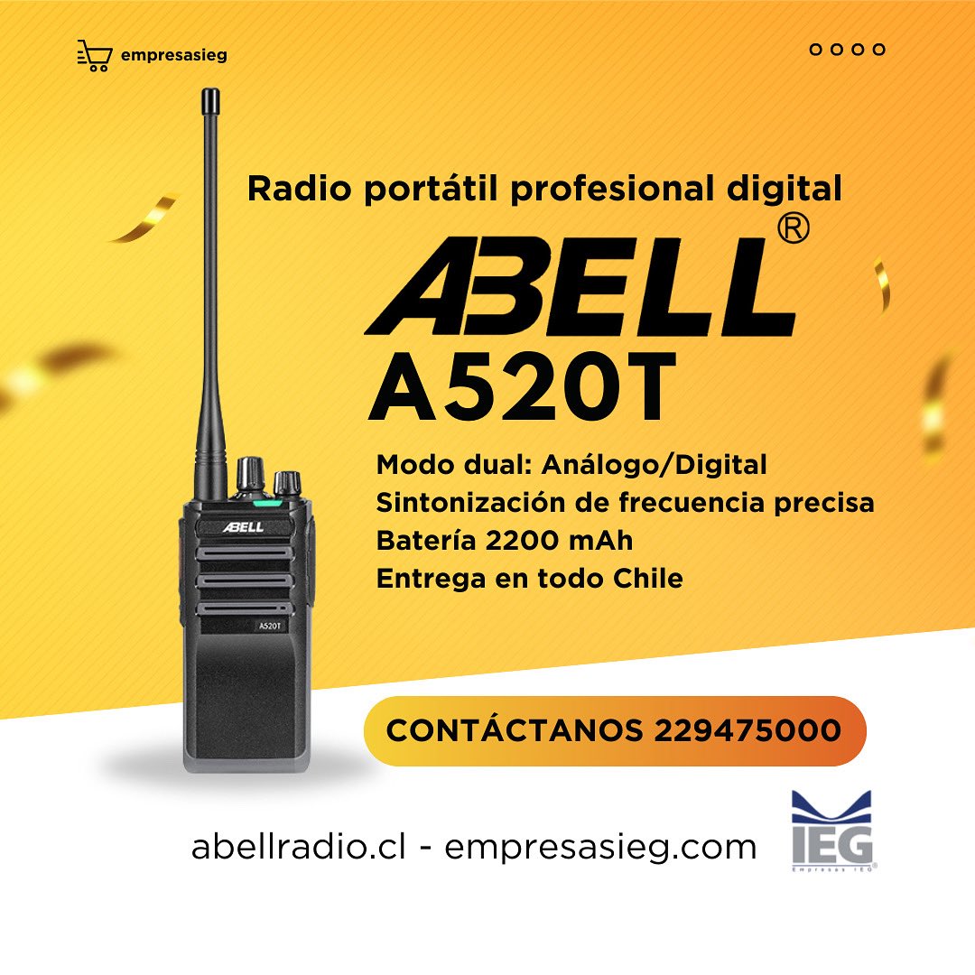 “Radio portátil profesional digital Abell A520T: La mejor opción en comunicación.
 
Radio portátil profesional digital Abell A520T