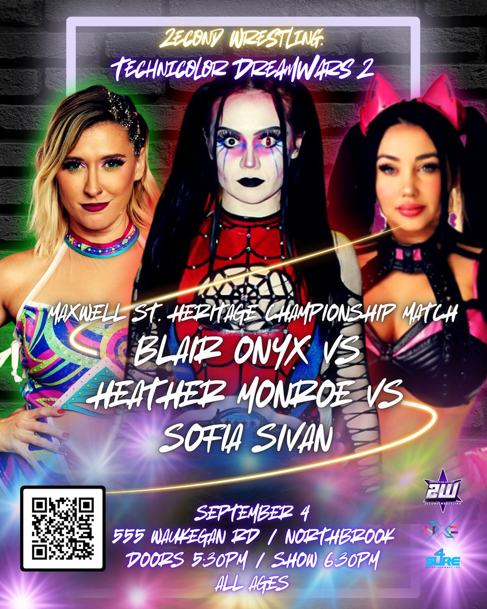 2econd Wrestling (@2econdwrestling) on Twitter photo 🚨MATCH ANNOUNCEMENT🚨
After retaining against Brittnie Brooks, <a href="/blairxyno/">Blair Onyx</a> & the Source defend in a Triple Threat vs <a href="/Heatherisme/">Heather Monroe ✌🏻</a> & <a href="/sofiasivan/">Sofia Sivan 💎</a>
Who walks out of TDW2 as the Maxwell Street Heritage Champion?
🎟️ eventbrite.com/e/2econd-wrest… 🚨MATCH ANNOUNCEMENT🚨
After retaining against Brittnie Brooks, <a href="/blairxyno/">Blair Onyx</a> & the Source defend in a Triple Threat vs <a href="/Heatherisme/">Heather Monroe ✌🏻</a> & <a href="/sofiasivan/">Sofia Sivan 💎</a>
Who walks out of TDW2 as the Maxwell Street Heritage Champion?
🎟️ eventbrite.com/e/2econd-wrest…