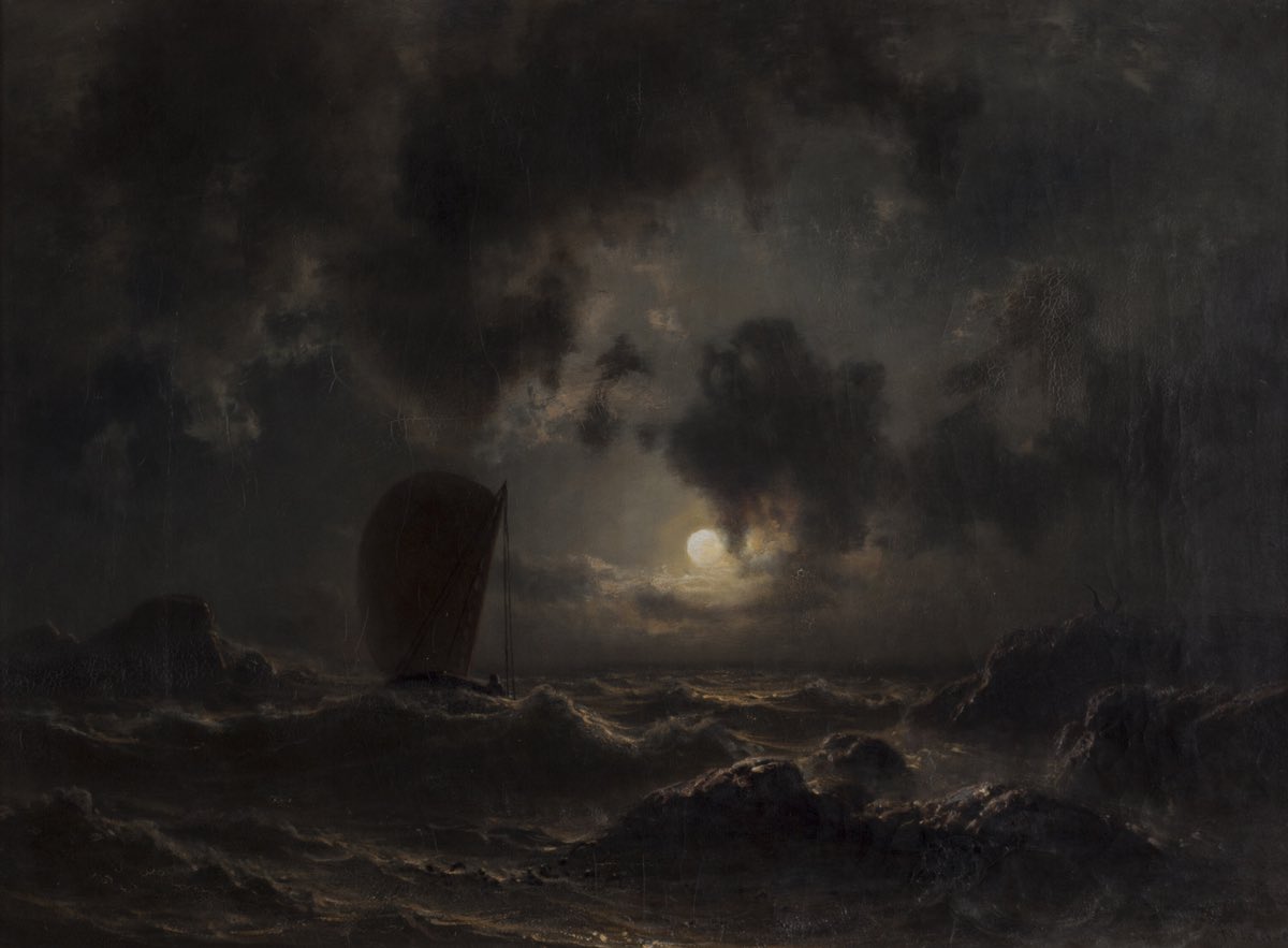 Moonlight on the Norwegian Coast, by Knud Baade (1808-1879)