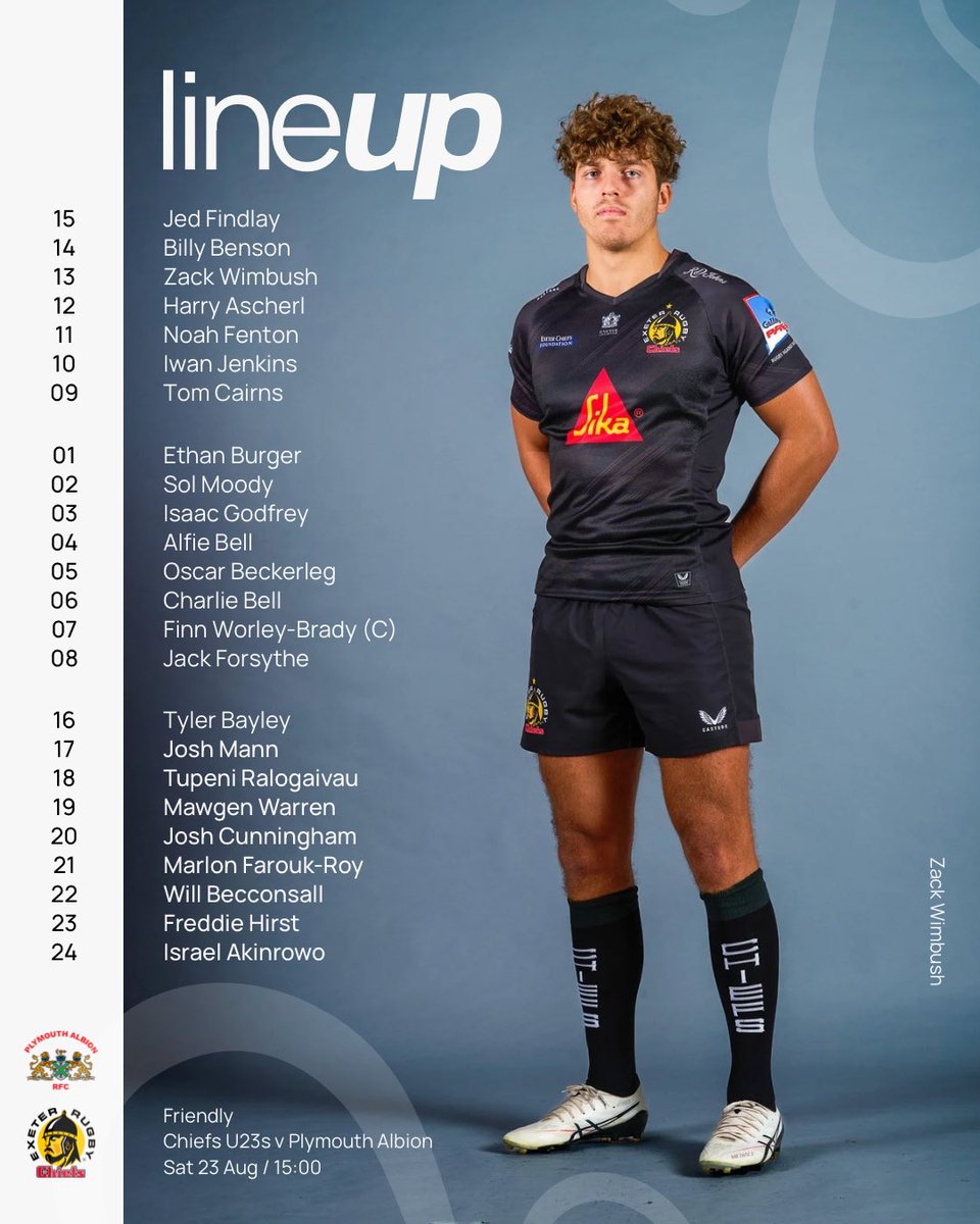 𝗧𝗘𝗔𝗠’𝗦 𝗨𝗣 💥

The first runout of pre-season awaits at Brickfields on Saturday afternoon!

🫡 Worley-Brady captain
🎓 <a href="/ExeterUniRFC/">EURFC</a>, Exeter College and Academy representation

🗞️: bit.ly/469NEN5

#ALBvEXE | #JointheJourney
