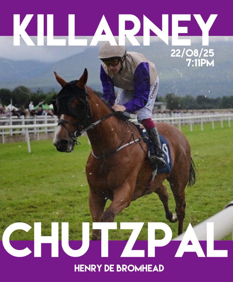 Pimlico Racing Syndicates (@pimlicoracing) on Twitter photo 🟣 CHUTZPAL 🟣
📍 <a href="/KillarneyRaces/">KillarneyRaces</a>
⏰ 7:11pm
🏇 <a href="/HenrydeBromhead/">Henry de Bromhead</a>
🏇 <a href="/Waynehassett11/">Wayne hassett</a>
#PimlicoRacing 🟣 CHUTZPAL 🟣
📍 <a href="/KillarneyRaces/">KillarneyRaces</a>
⏰ 7:11pm
🏇 <a href="/HenrydeBromhead/">Henry de Bromhead</a>
🏇 <a href="/Waynehassett11/">Wayne hassett</a>
#PimlicoRacing