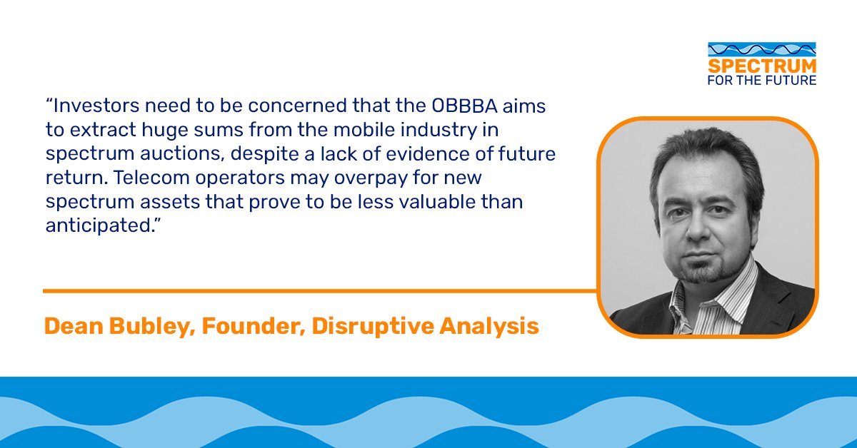 Spectrum for the Future (@spectrum_future) on Twitter photo 🚨 <a href="/disruptivedean/">Dean Bubley</a> warns investors: OBBBA's $85B spectrum auction goal could force telecom operators to overpay for questionable returns. Real costs go far beyond auction prices with relocation and clearing expenses. More here:
spectrumfuture.com/tech-analyst-w… 🚨 <a href="/disruptivedean/">Dean Bubley</a> warns investors: OBBBA's $85B spectrum auction goal could force telecom operators to overpay for questionable returns. Real costs go far beyond auction prices with relocation and clearing expenses. More here:
spectrumfuture.com/tech-analyst-w…