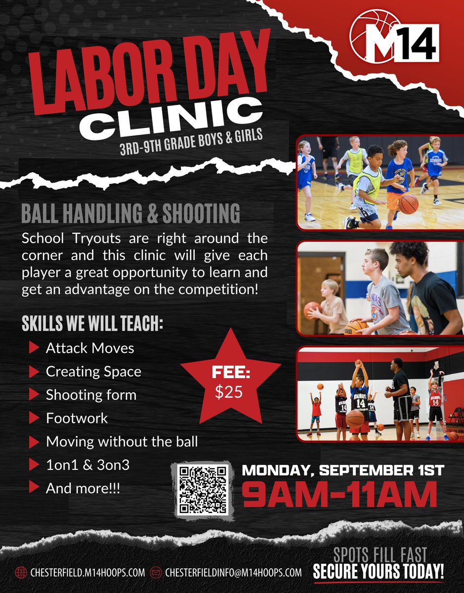 Registration is now open!🏀 Register now: chesterfield.m14hoops.com/camps-clinics/…