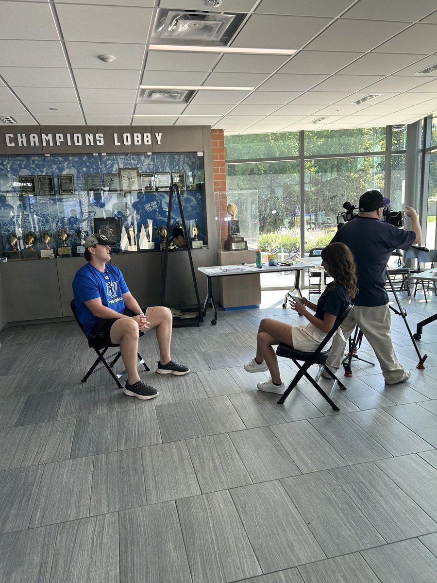 <a href="/WOODTV/">WOOD TV8</a> <a href="/laigerber/">Lainey Gerber</a> out doing some interviews with OL Brett Weaver, LB Anthony Cardamone and head coach Scott Wooster. #ReadyforMore