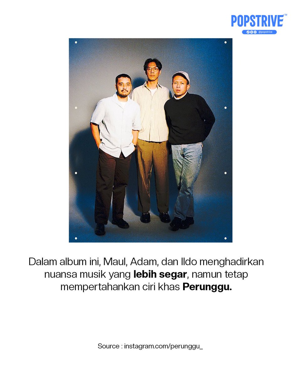 popstrive's tweet photo. Perunggu hadir dengan album kedua Dalam Dinamika 🎶
9 track, diproduseri Petra Sihombing &amp; Enrico Octaviano, tetap membawa identitas khas mereka.
Udah dengerin? Lagu mana yang paling nyantol di kamu? 👇

#popstrive #perunggu #dalamdinamika https://t.co/cXrz4f3iGO