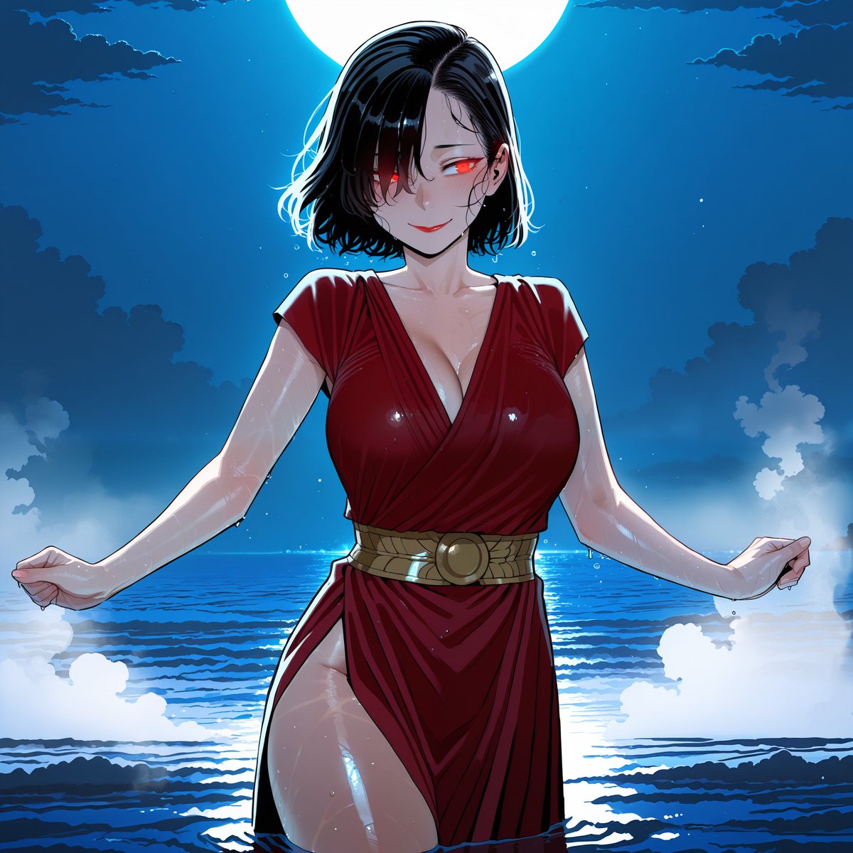The lady of the lake can sometimes be seen frolicking in the deep blue waters. A striking contrast to her red and black aesthetic, it has become a popular sight to behold.

It is advised not to disturb her during her dance as she has taken people on permanent trips down below.
