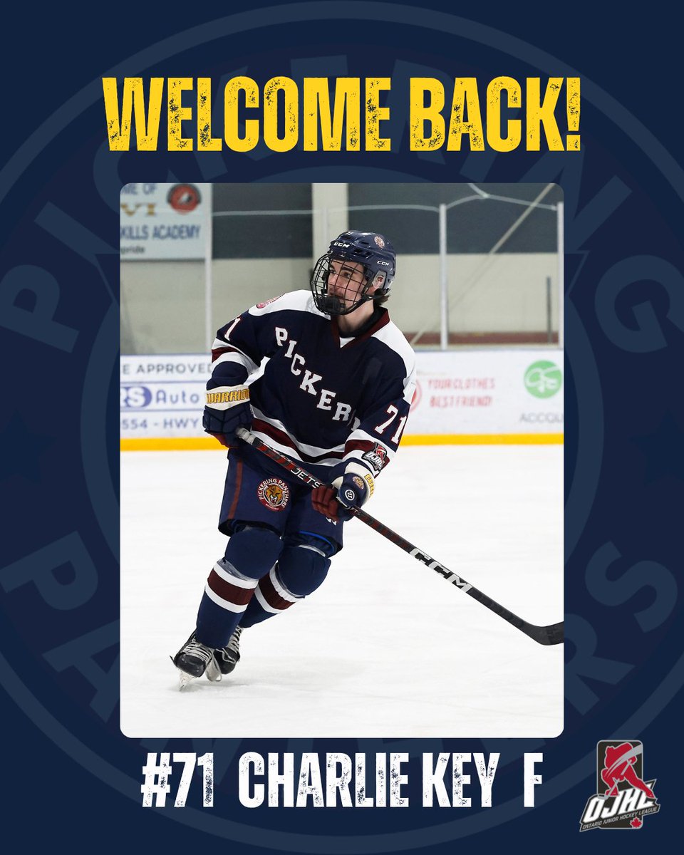 Welcome back, Charlie Key!
Signed with Pickering in 21/22 ➡️ traded to Trenton in 23/24 (26PTS/34GP) ➡️ back to Panthers (15PTS/11GP). Last season: 23PTS in 32GP + 2 playoff assists vs his former team. Let’s go!
#PanthersHockey #OJHL