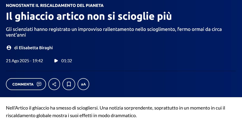 Questa notizia è vera? Sì, è vera ma va spiegata per bene. L'università di Exeter in collaborazione con la Columbia University ha pubblicato uno studio su Geophysical Research Letters abbastanza sorprendente. Negli ultimi 20 anni, la perdita di ghiaccio marino artico si è