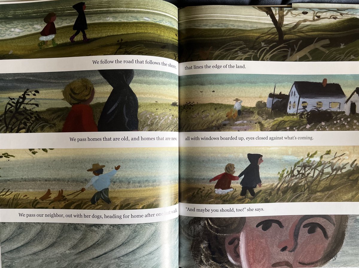 smithsmm's tweet photo. Wow!
“Island Storm” by @BrianFloca and #SydneySmith is a true tour de force. It tells the story of two children caught outside in a storm. Floca’s powerful wordplay couples with Smith’s stunning evocative artwork which capture the power of the storm. Stunning #PicturebookPage https://t.co/IicbuBPX6H