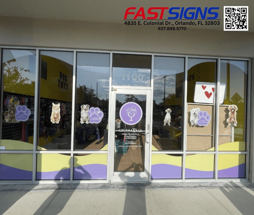 FastsignsOrland's tweet image. Pawsitively perfect! 🐾 Transform your storefront with captivating window graphics that tell your story. Our latest installation brings personality and charm to this local business. 

#FastSignsOrlandoCentral #MakeYourStatement #CustomSignage #PetShopLove #SignsOrlando