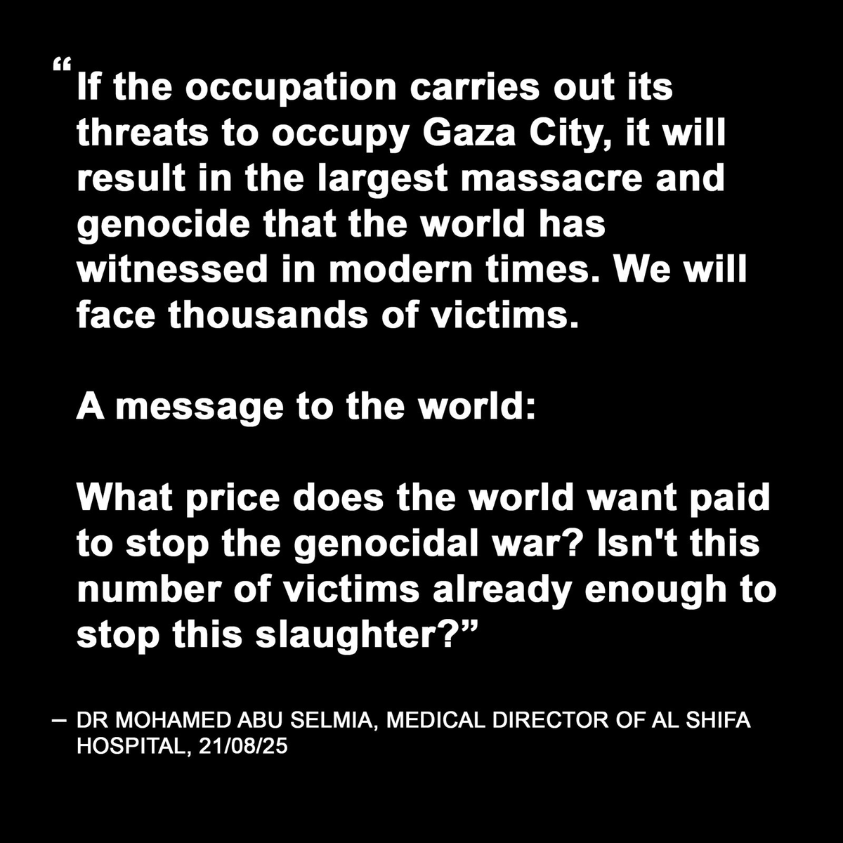 Israel has instructed hospitals to transfer kit from the north to the south of Gaza as they terrorise thousands from their homes and massacre those who remain. To be TOTALLY CLEAR, these efforts to remove health services from the north are a core part of Israel’s genocidal plan.