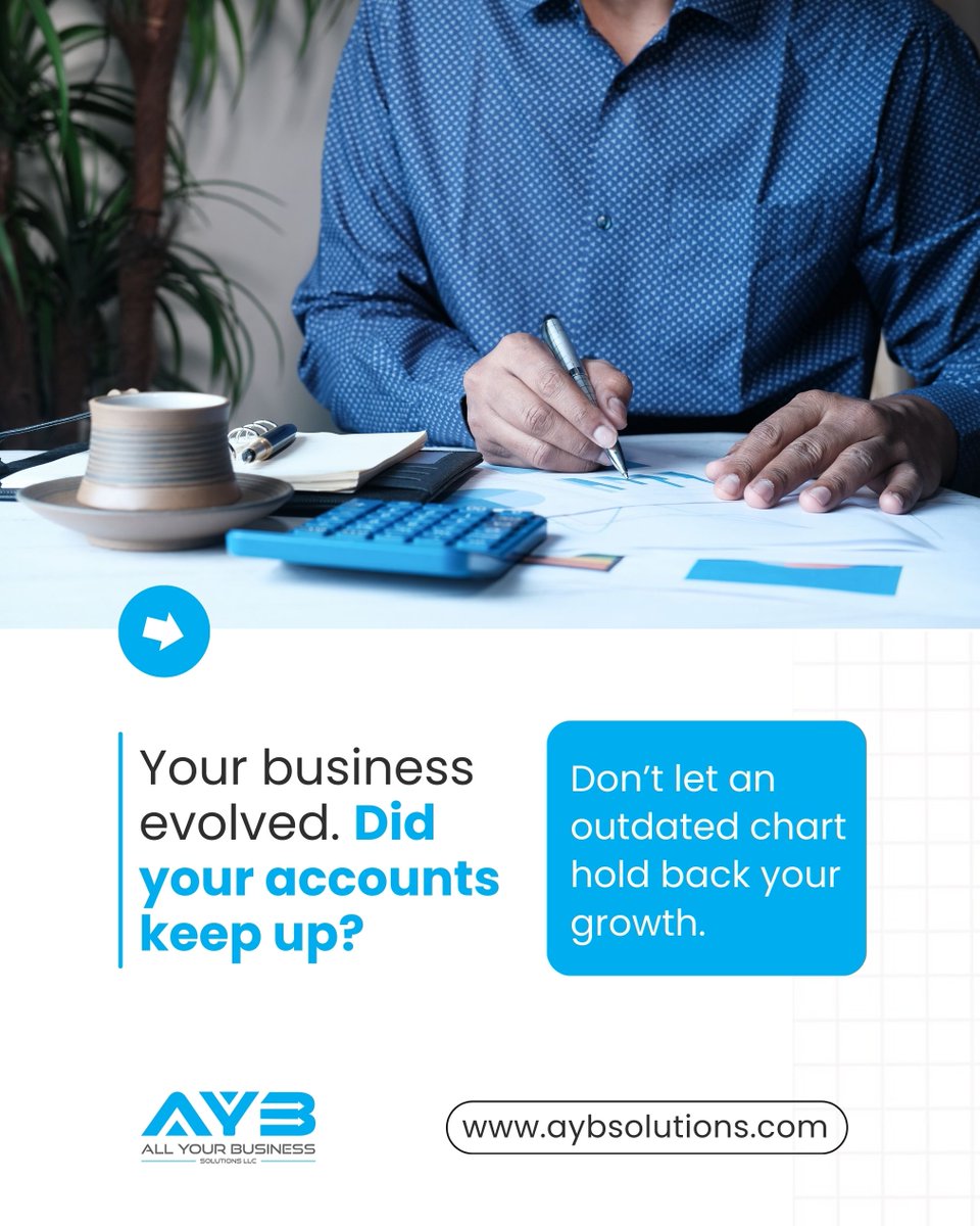AYBSolutions's tweet image. Don&apos;t let an outdated Chart of Accounts hold back your growth.

As your business evolves, your financial blueprint needs to as well. A disorganized system can lead to confusion and missed opportunities.

🌐 𝐕𝐢𝐬𝐢𝐭𝐎𝐮𝐫𝐖𝐞𝐛𝐬𝐢𝐭𝐞: aybsolutions.com

#aybsolutions