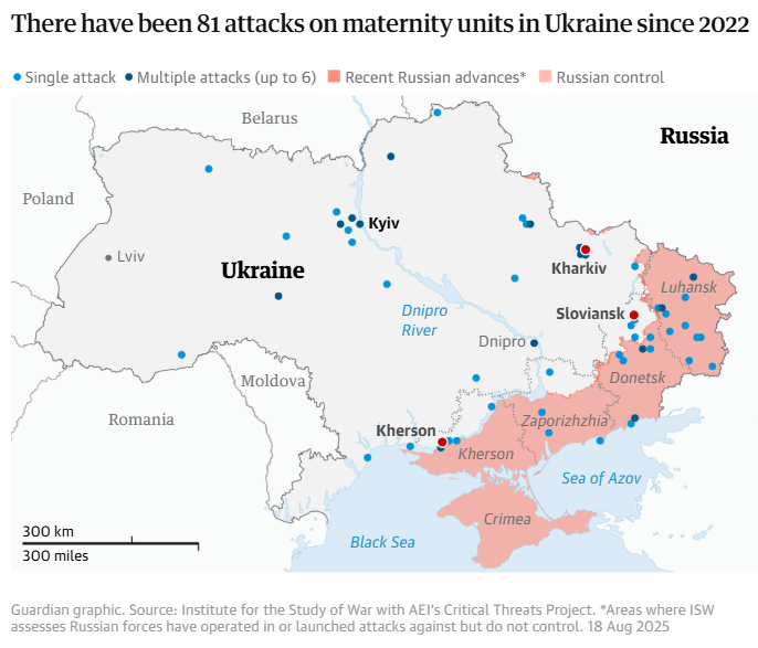 Institute for the Study of War (@thestudyofwar) on Twitter photo Russia has conducted 81 attacks on maternity units in Ukraine since 2022, according to <a href="/guardian/">The Guardian</a>: theguardian.com/world/2025/aug… Russia has conducted 81 attacks on maternity units in Ukraine since 2022, according to <a href="/guardian/">The Guardian</a>: theguardian.com/world/2025/aug…
